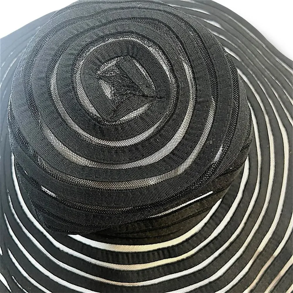 Black Sheer FAUX STRAW SUN HAT SZ ONE SIZE